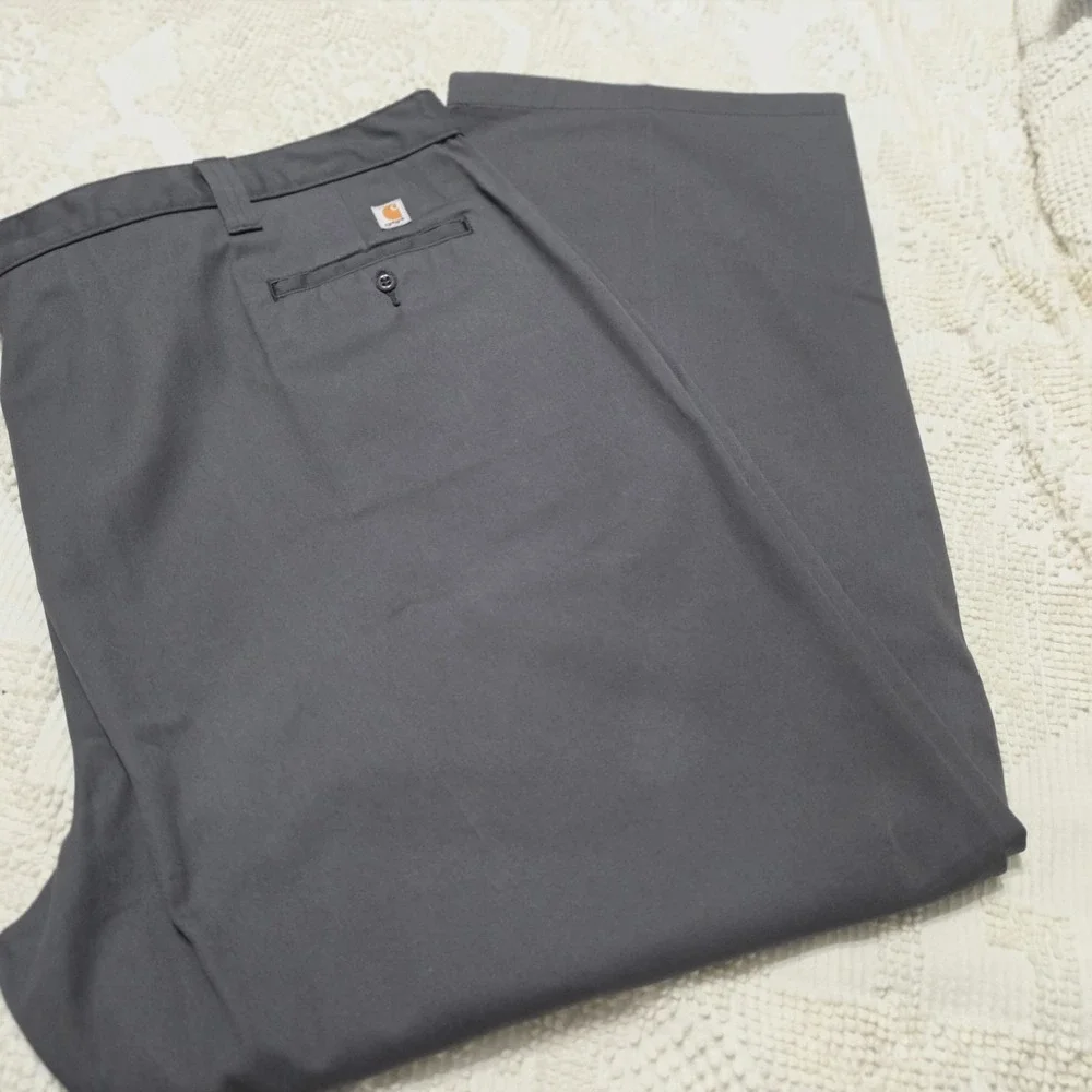 Carhartt Pants 56x32 Mens Grey Blended Twill Work Chino Straight Leg Flat Front